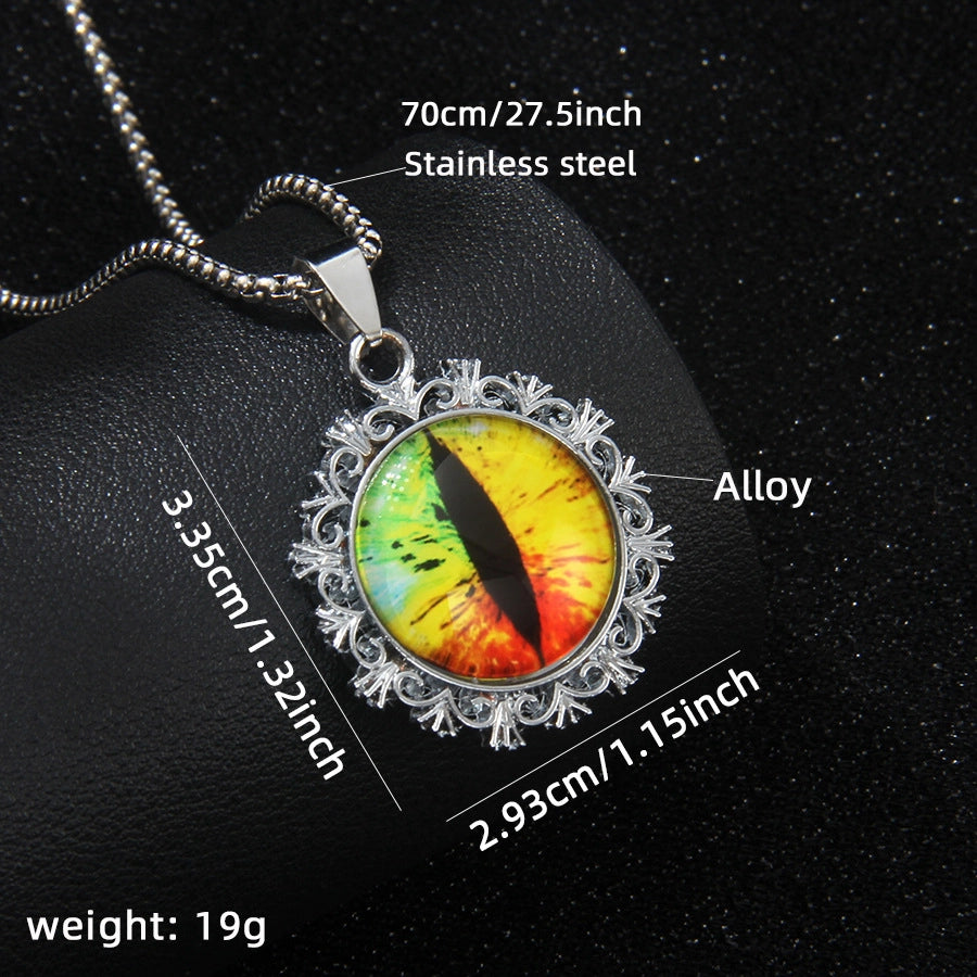 Hip-Hop Round Devil's Eye 201 Stainless Steel Alloy Unisex Pendant Necklace