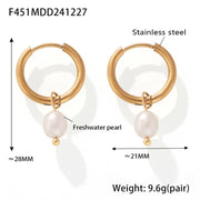 F451-Gold Pink Fresh Water Pearl Earrings