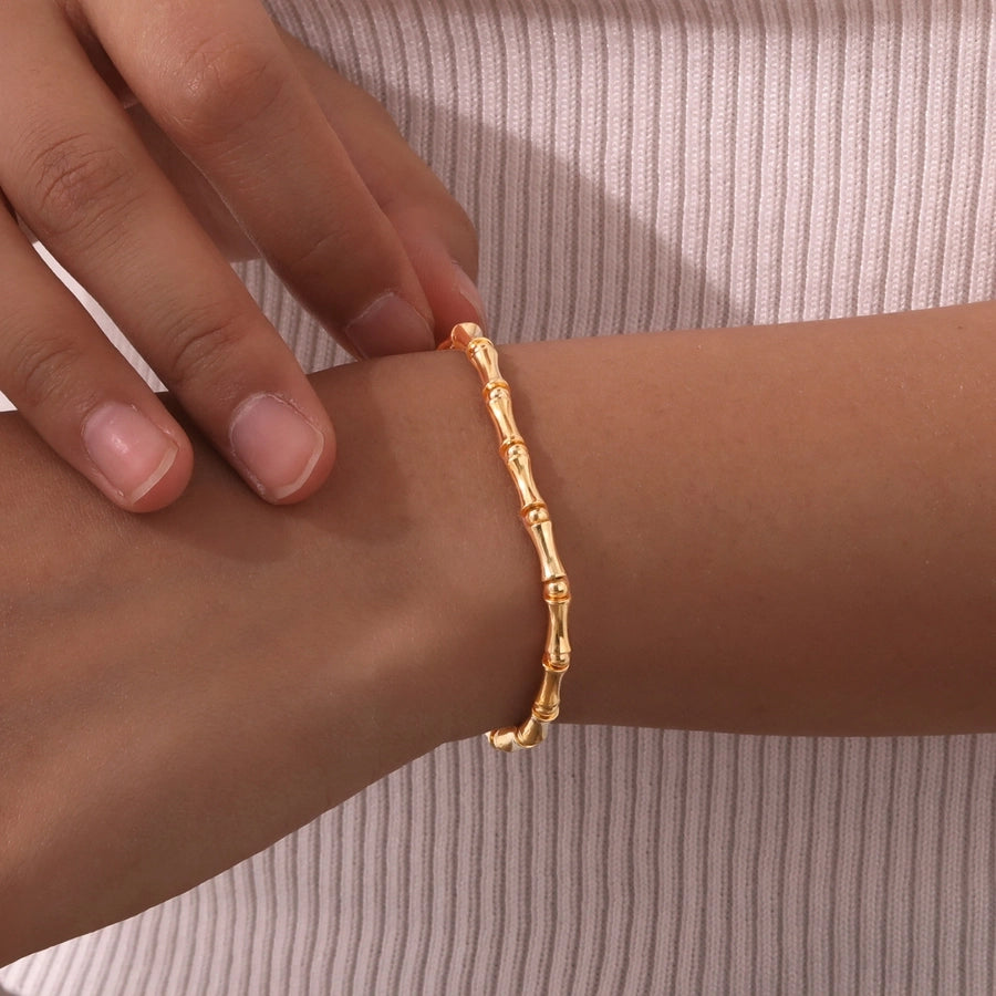 Jewelry Simple Style Bamboo Copper 18K Gold Plated Bracelets