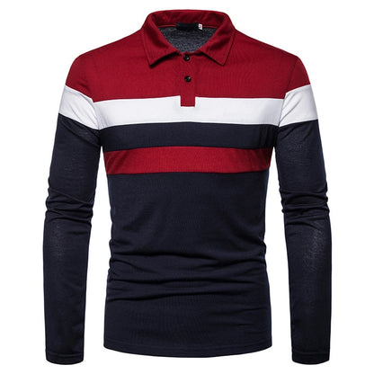 Men's long-sleeved  shirt 3 color stitching T-shirt  new  casual fashion  T-shirt fashion