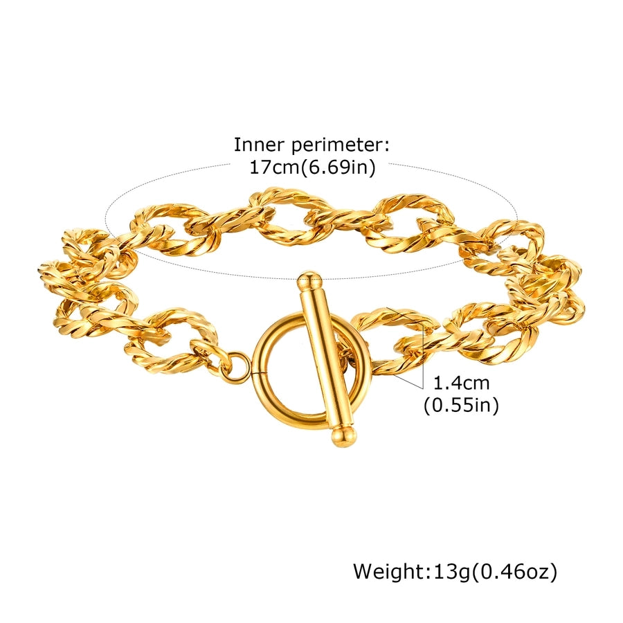 IG Style French Style Circle 304 Stainless Steel 18K Gold Plated  Bracelets In Bulk Stainless Steel Bracelets