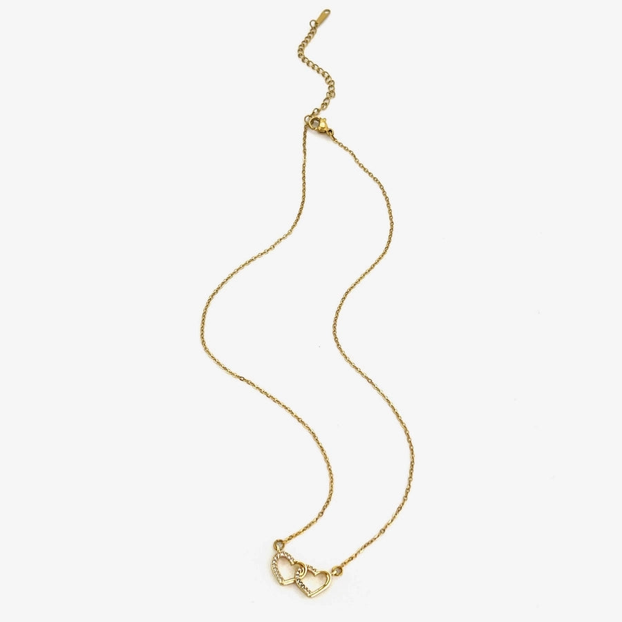 Jewelry Simple Style Heart Shape 316L Stainless Steel  18K Gold Plated Pendant Necklace