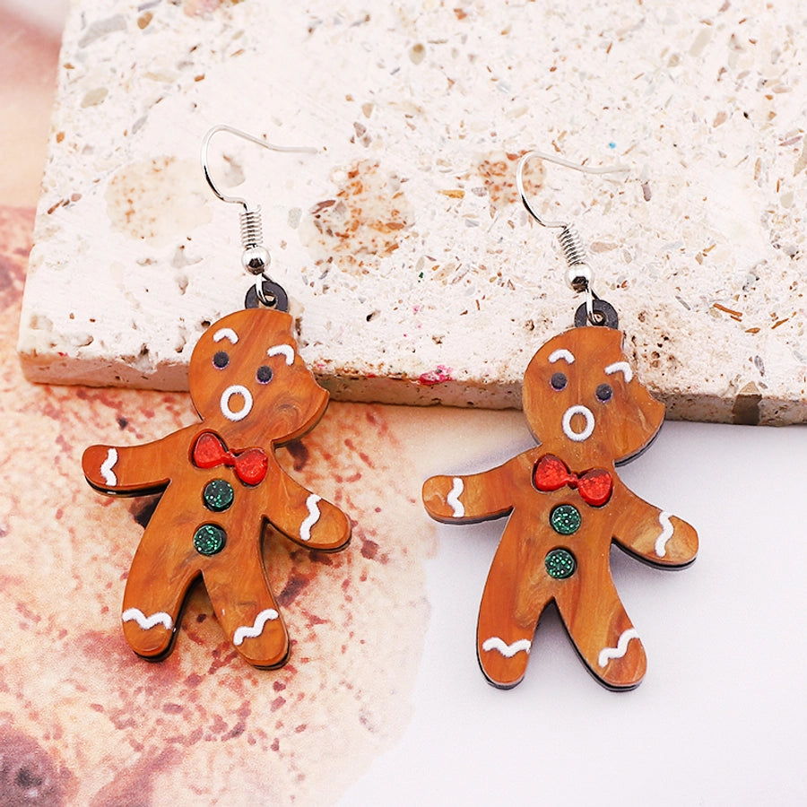 1 Pair Cute Gingerbread Arylic Drop Earrings