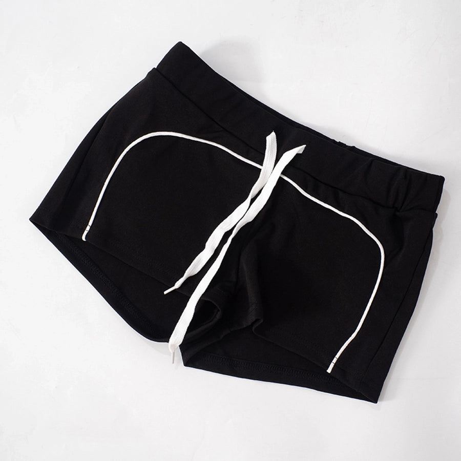 Daily Women's Streetwear Contrast Collar Spandex Polyester Twilled Satin Shorts Sets Shorts Sets