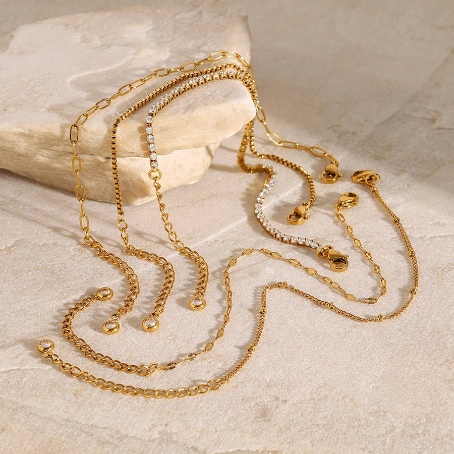 Simple Style Classic Style Geometric 304 Stainless Steel Paperclip Chain box chain Tennis Chain Bracelets In Bulk Stainless Steel Bracelets