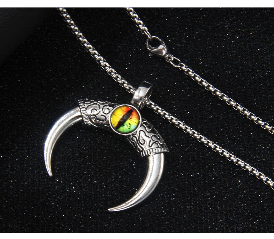Hip-Hop Vintage Style Devil's Eye Horns 201 Stainless Steel Alloy Plating Unisex Pendant Necklace