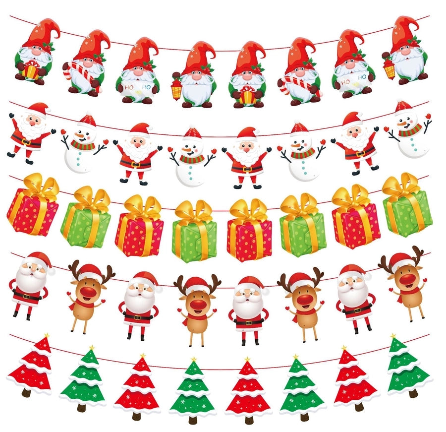 Christmas Paper Flag Christmas Window Hotel Scene Decoration Flag  Santa Claus Flag