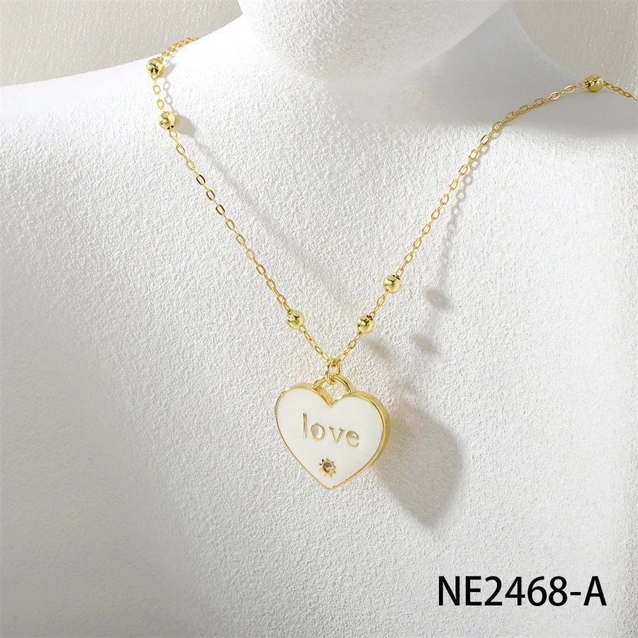 Jewelry IG Style Heart Shape Copper Enamel Pendant Necklace