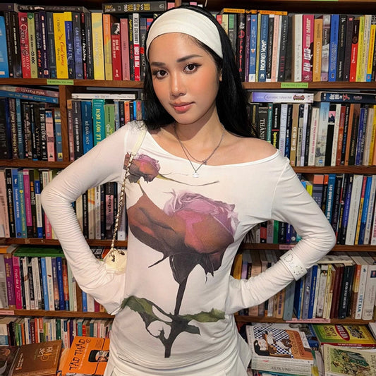 Women's T-shirt Long Sleeve T-Shirts Vacation Simple Style Flower