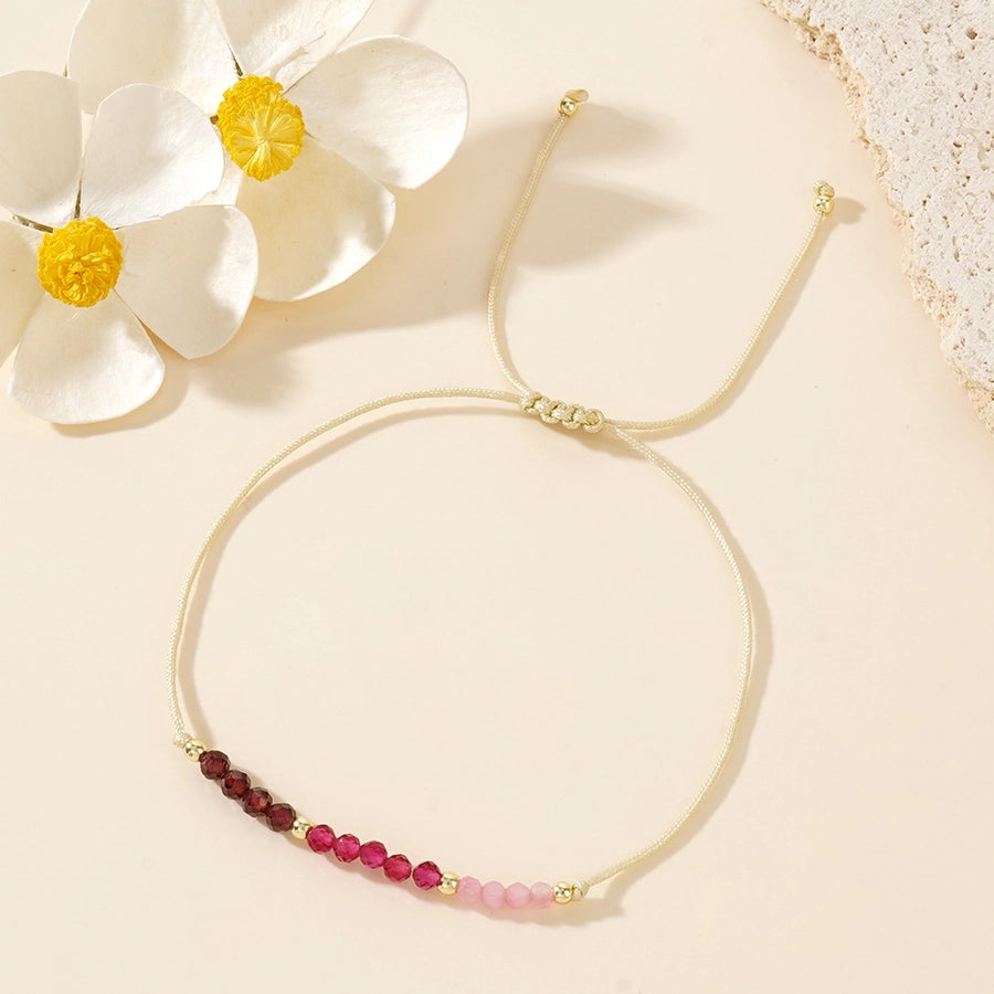 Bohemian Round natural stone Wax line Copper  String Bracelets