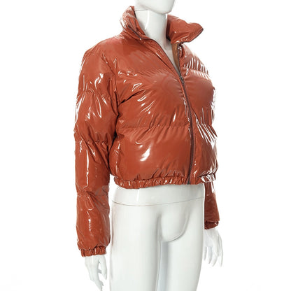 Women's Streetwear Solid Color Zipper Coat cotton clothes
