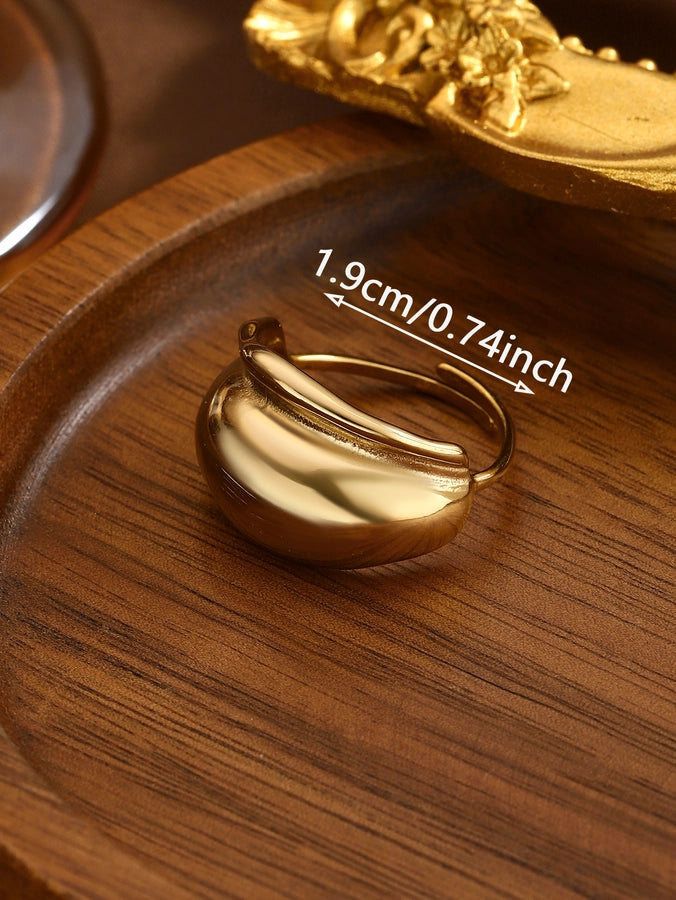 Jewelry Elegant Classical Vintage Style Geometric Water Droplets 316L Stainless Steel  Titanium Steel Wide Band Rings Open Rings