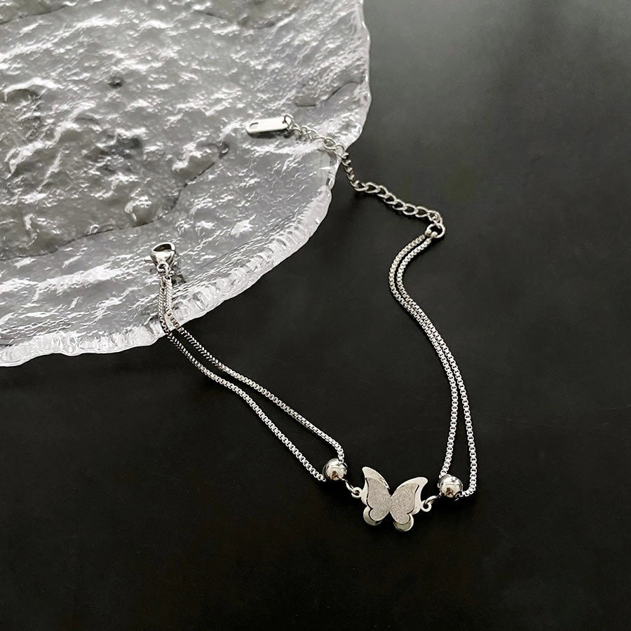 Casual Lady Simple Style Butterfly Titanium Steel box chain Bracelets In Bulk Stainless Steel Bracelets