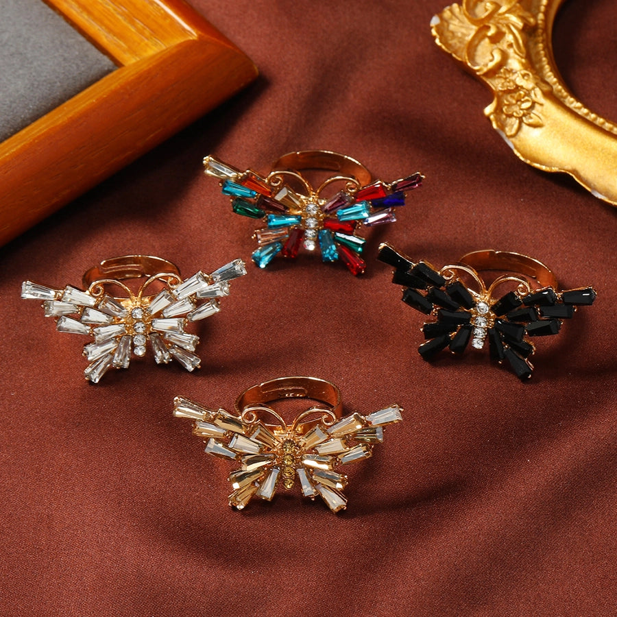 Elegant Butterfly Alloy Rhinestones Women's Adjustable Ring