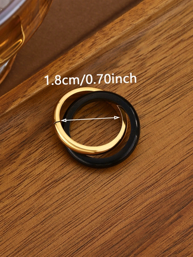 Jewelry Classical Exaggerated Simple Style Devil's Eye Oval Watermelon 316L Stainless Steel  Resin Adjustable Ring