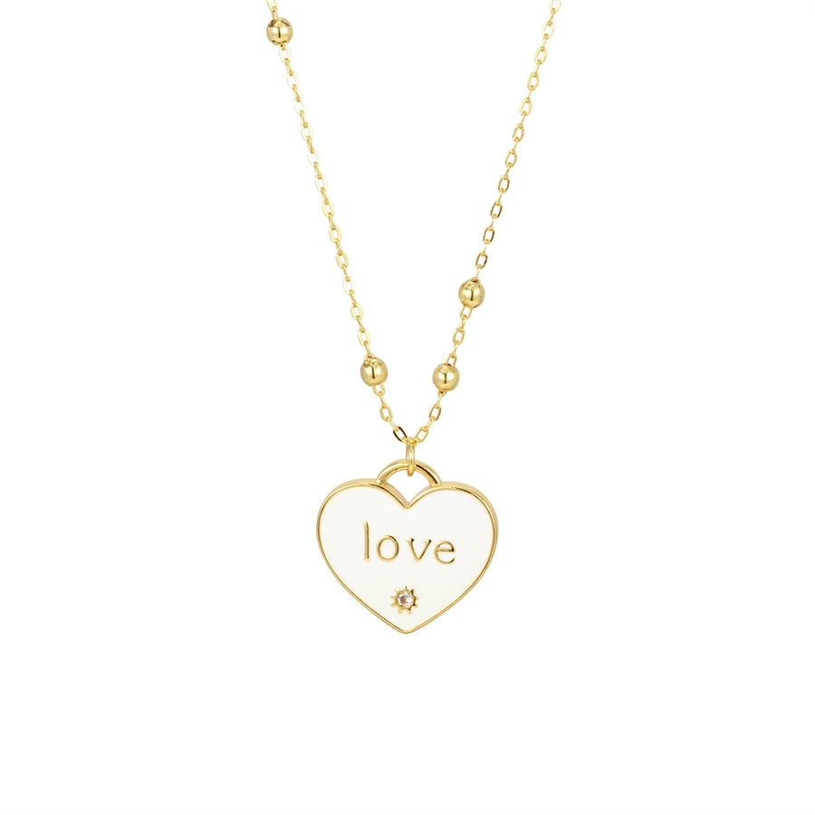 Jewelry IG Style Heart Shape Copper Enamel Pendant Necklace