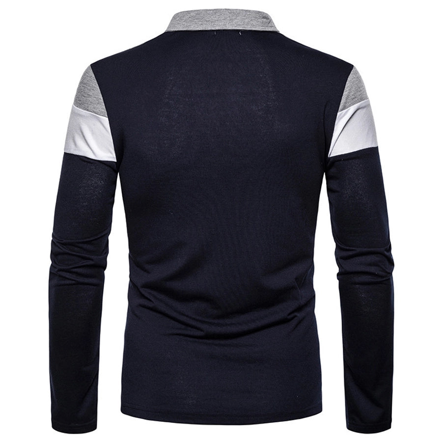 Men's long-sleeved  shirt 3 color stitching T-shirt  new  casual fashion  T-shirt fashion