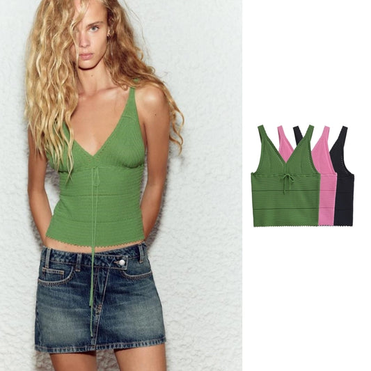 Women's Camisole Knitwear Sleeveless Tank Tops Streetwear Solid Color