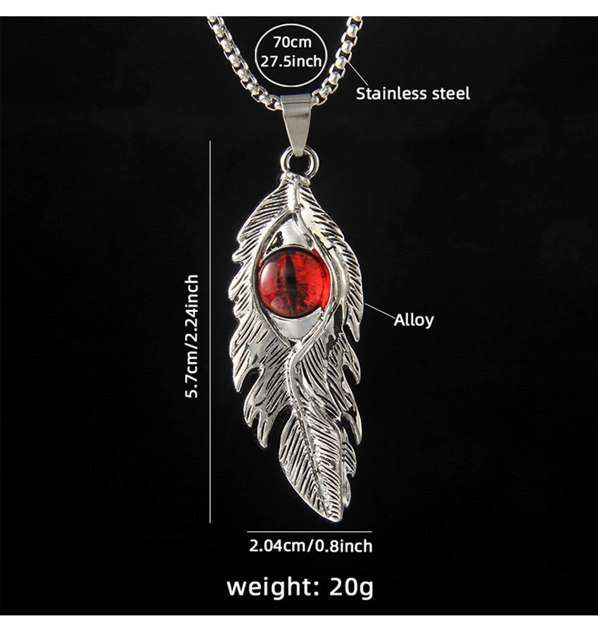 Hip-Hop Devil's Eye Feather 201 Stainless Steel Alloy Unisex Pendant Necklace