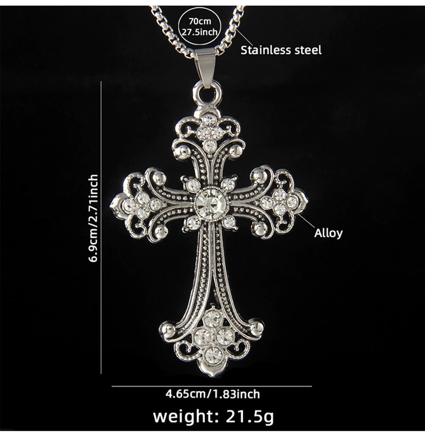 Hip-Hop Vintage Style Cross 201 Stainless Steel Alloy Plating Unisex Pendant Necklace