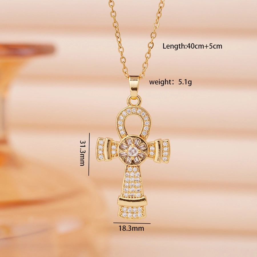 Jewelry Glam Lady Sexy Cross 304 Stainless Steel Copper Necklace