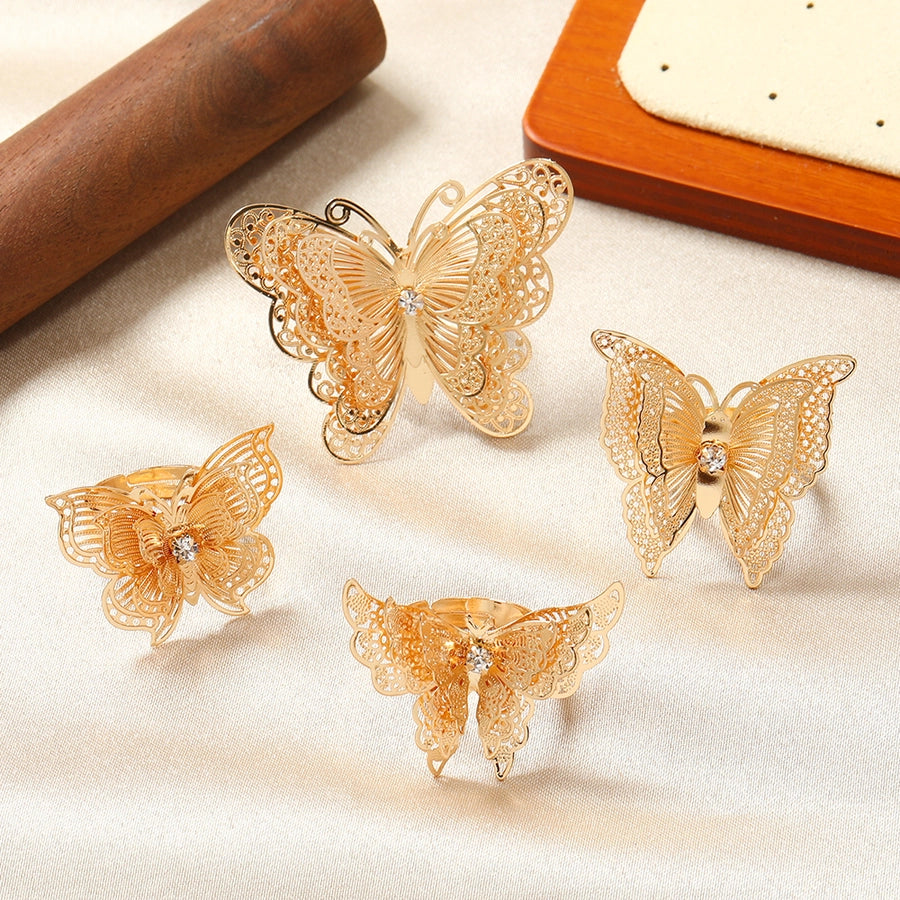 Cute Luxurious Butterfly Alloy Adults Rings
