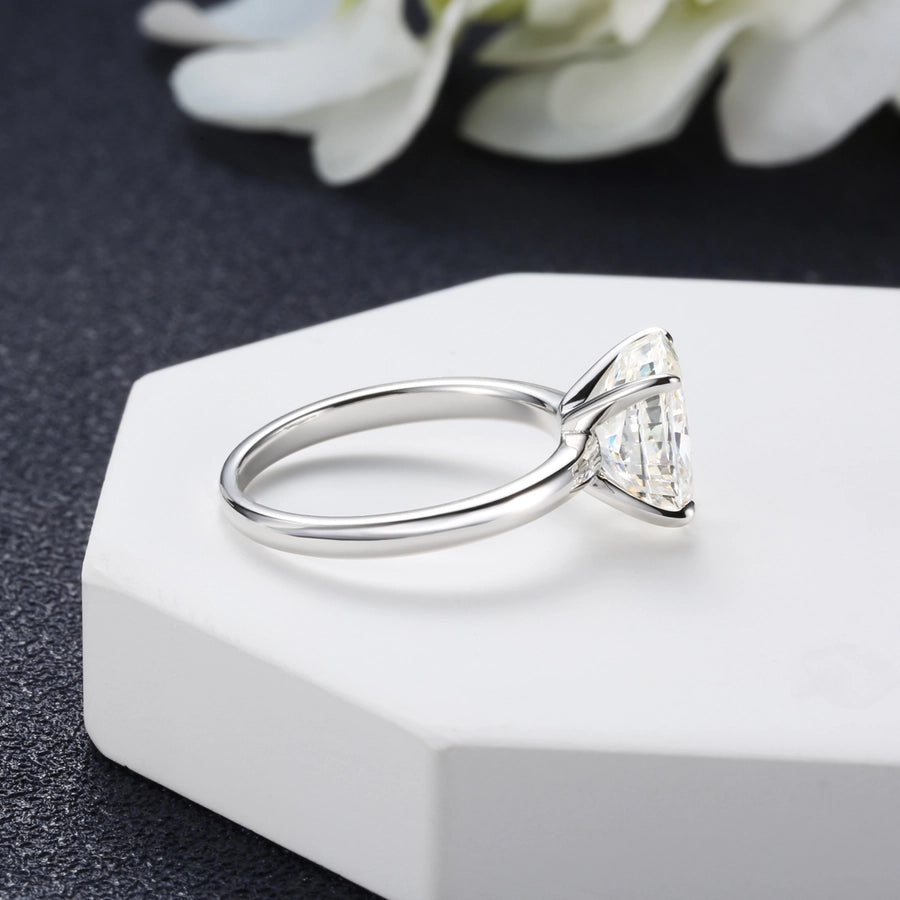 White Gold Plated Platinum Plated Rhodium Plated Sterling Silver Zircon Oval Rings