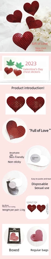 Full OF Love Valentine's Day breast beauty stickers heart-shaped disposable breast beauty stickers cover point Love cloth breast stickers self-adhesive