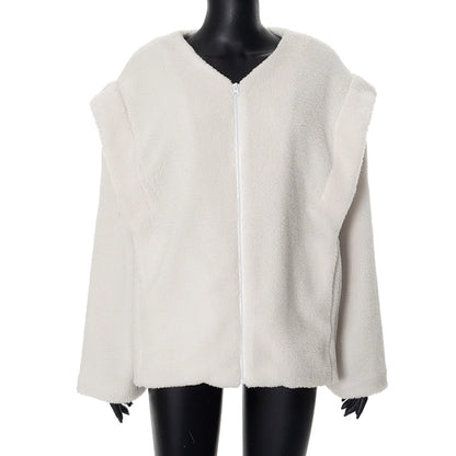 Women's Vacation Simple Style Solid Color Zipper Coat