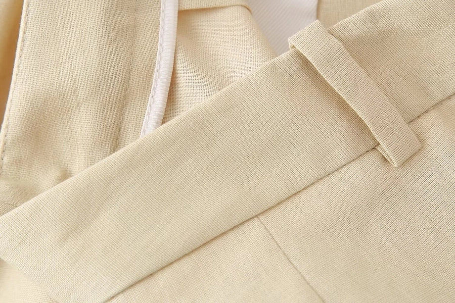 Business Women's British Style Solid Color Polyester Button Pants Sets Pants Sets