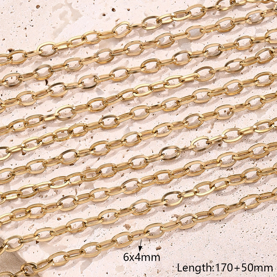 10 Strands/Package 304 Stainless Steel 18K Gold Plated cable chain Twisted Rope Chain Polished Length: 170 50mm Jewelry Accessories