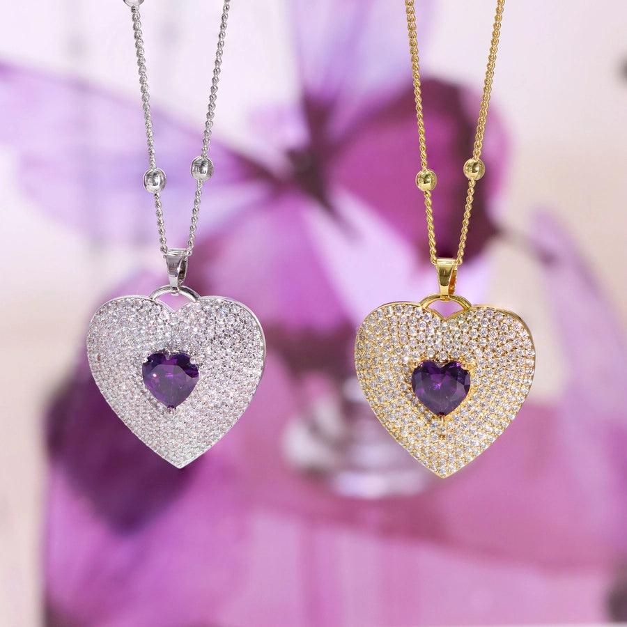 Jewelry Vintage Style Classic Style Heart Shape Copper Zircon Plating Pendant Necklace