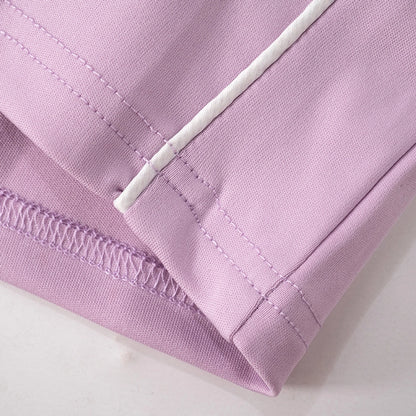 Daily Women's Streetwear Contrast Collar Spandex Polyester Twilled Satin Shorts Sets Shorts Sets
