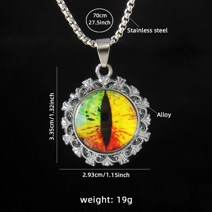 Hip-Hop Round Devil's Eye 201 Stainless Steel Alloy Unisex Pendant Necklace