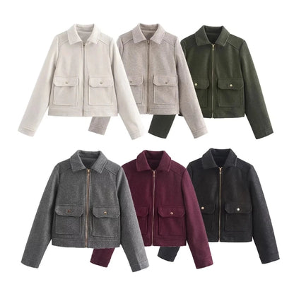 Women's Preppy Style Solid Color Coat Woolen Coat