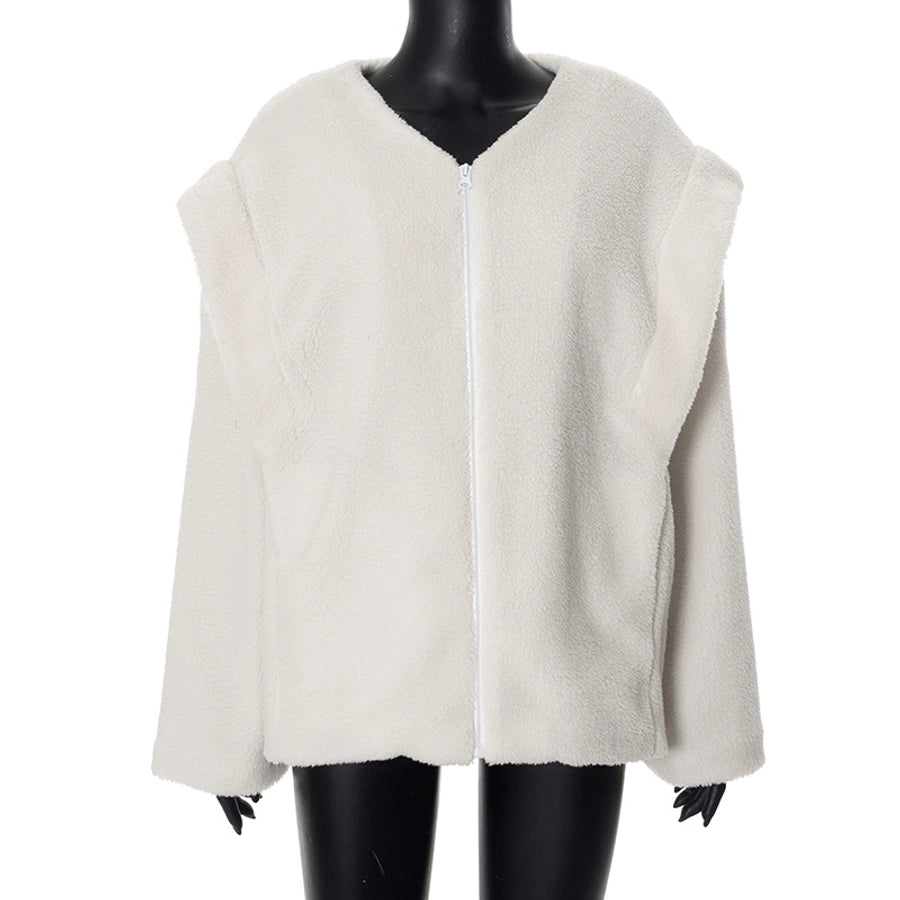 Women's Vacation Simple Style Solid Color Zipper Coat