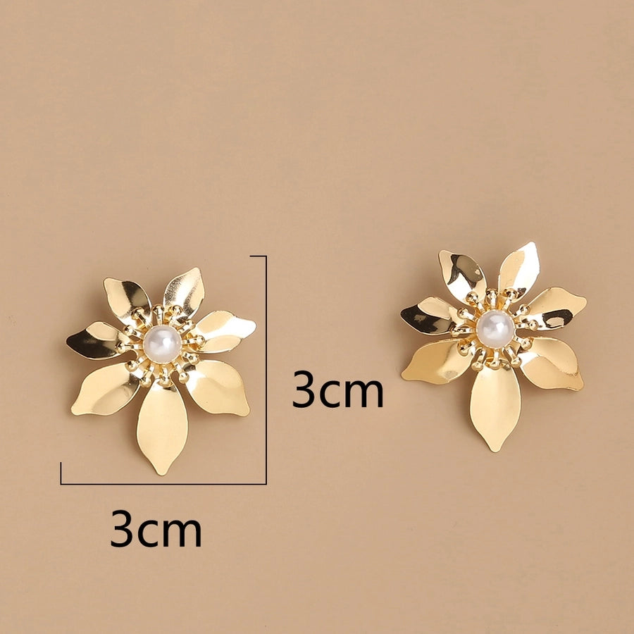 1 Pair Exaggerated Sweet Flower Copper Ear Studs