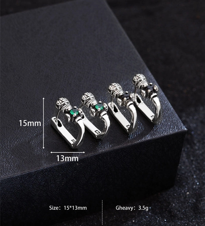 1 Pair Hip-Hop Crown Copper Zircon Earrings