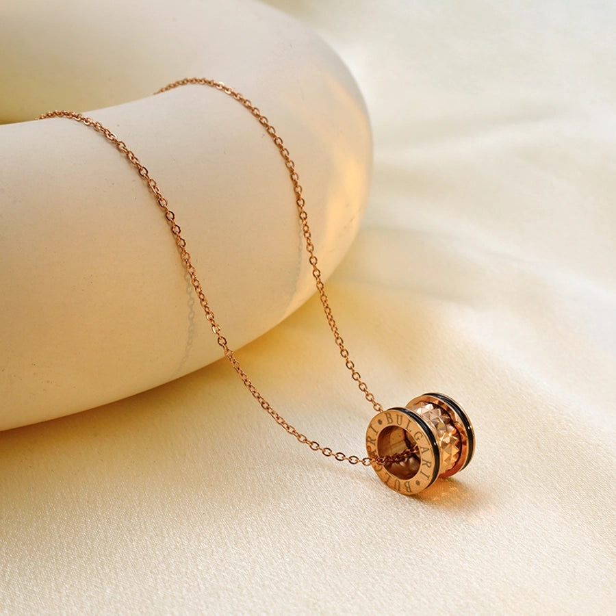 Jewelry Simple Style Round Titanium Steel Plating Pendant Necklace