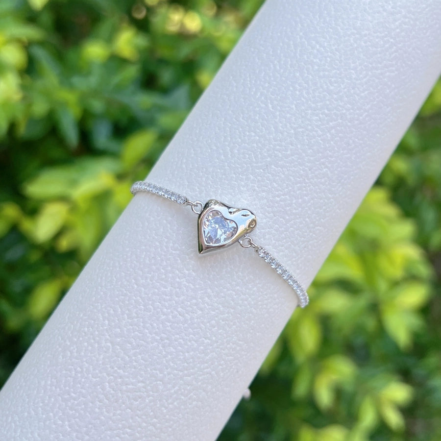 Copper Tennis Chain 18K Gold Plated Plating Inlay Heart Shape Zircon Bracelets