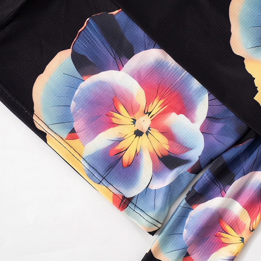 Women's Bandeau Long Sleeve T-Shirts Streetwear Flower