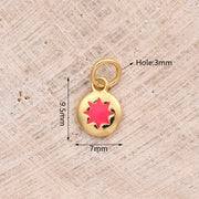 Fluorescent Pink Dripping Oil Eight Awn Star Pendant (Gold) [9.5x7mm (Aperture: 3mm)]