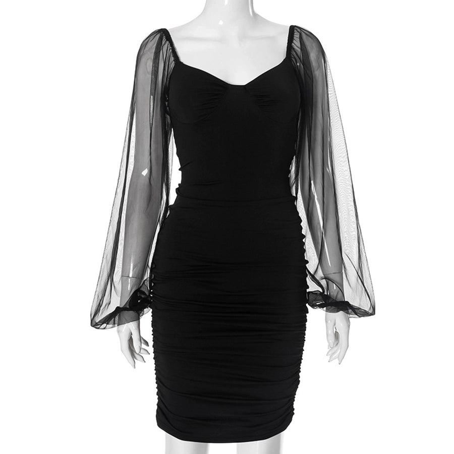 Women's Hip skirt Streetwear V Neck Long Sleeve Solid Color Knee-Length Daily