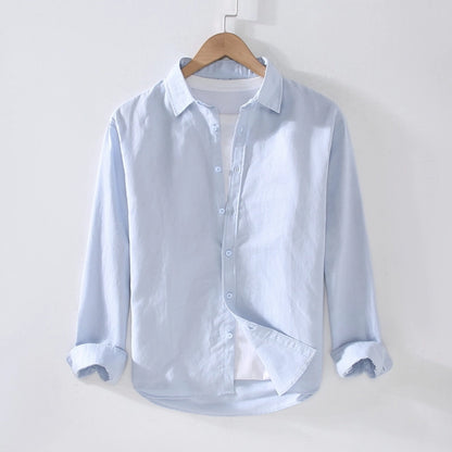Men's Solid Color Casual Business Shirt Collar Long Sleeve Slim Men's Tops