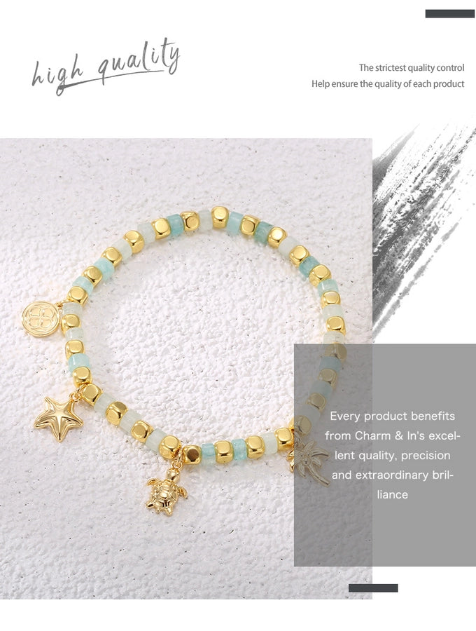 Jewelry Simple Style Tortoise Coconut Tree Starfish Copper Beaded Bracelets