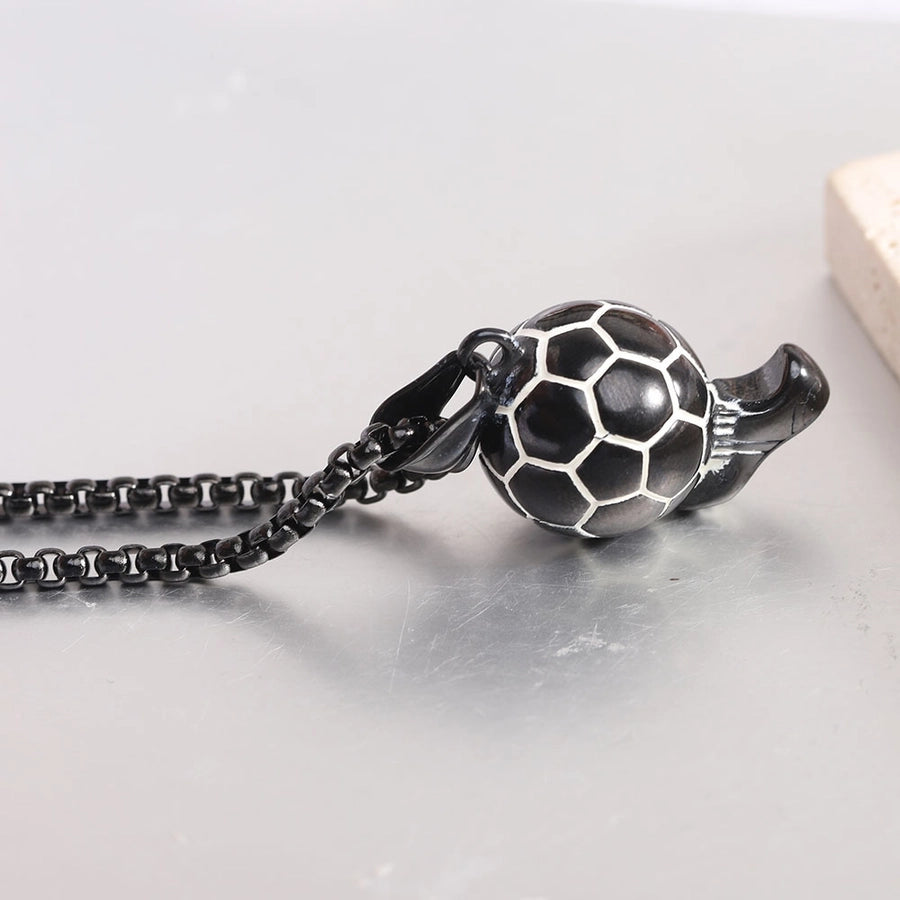 Simple Style Sports Football Titanium Steel 18K Gold Plated Unisex Pendant Necklace