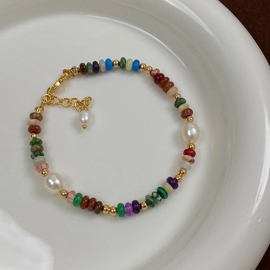 Cute Sweet Colorful 304 Stainless Steel Natural Pearl natural stone Bracelets In Bulk