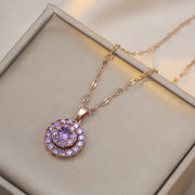 X0061 Rose Gold Purple Rotating Necklace {Pendant Together}