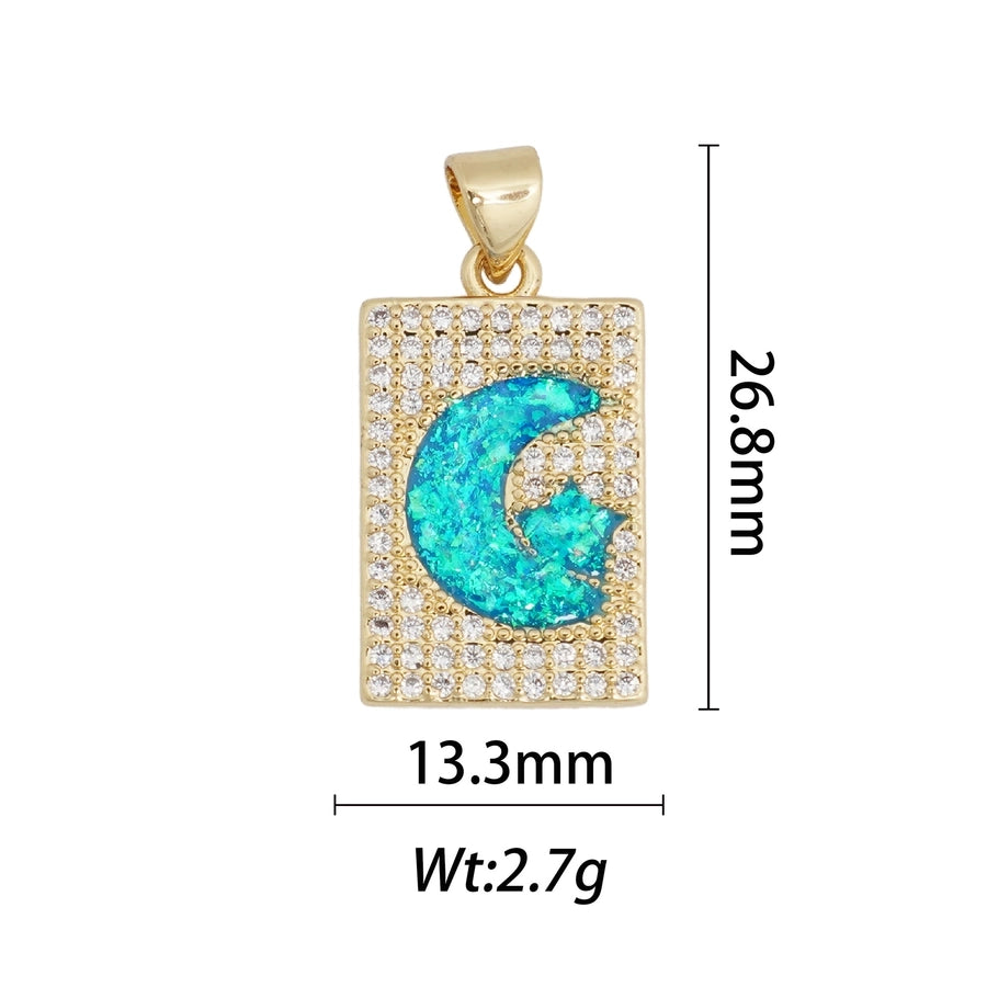 1 Piece Copper Moon Heart Shape Rose Pendant