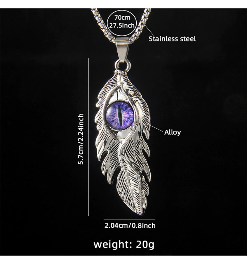 Hip-Hop Devil's Eye Feather 201 Stainless Steel Alloy Unisex Pendant Necklace